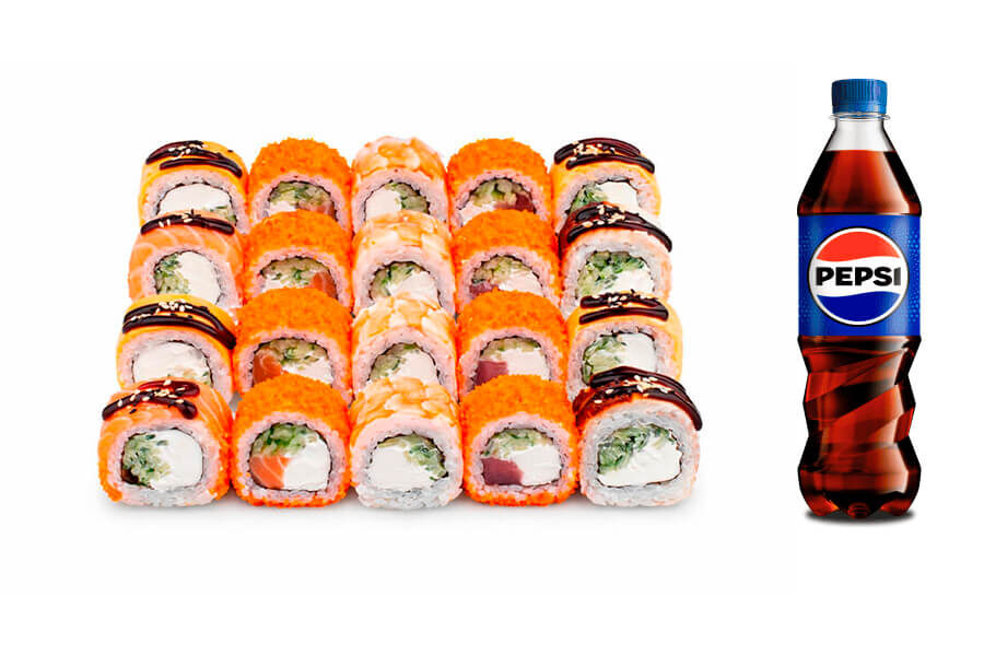 Суши-сет Филадельфия комбо + Pepsi 500 мл доставка